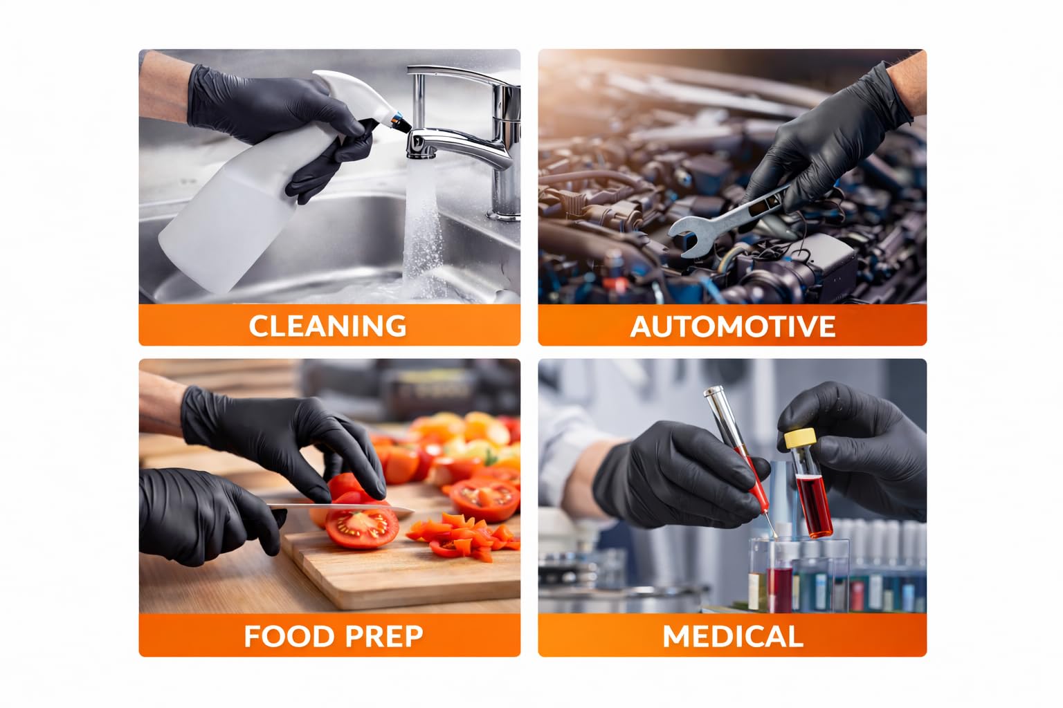 Inoverse Guantes desechables de nitrilo, 1000 unidades (talla M), guantes de nitrilo negros, sin polvo ni látex, guantes desechables para limpieza, cocina y medicina, aptos para alimentos
