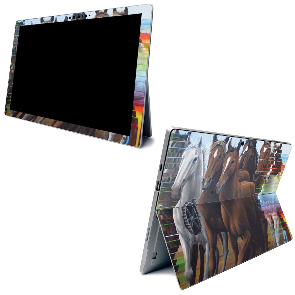 MightySkins Carbon Fiber Skin for Microsoft Surface Pro 7 - Horse Stampede | Textured Carbon Fiber Finish | Easy to Apply, Remove, and Change Styles | Made in The USA