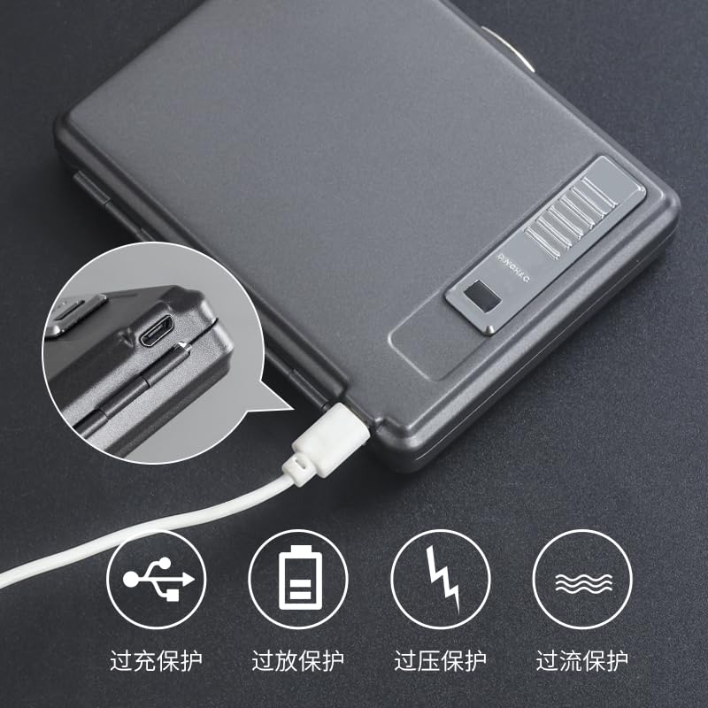 Cigarette Case with USB Lighter 20pcs 84mm Regular/King Size Cigarettes Box Built-in Electric Rechargeable Flameless Windproof Lighter (Black)
