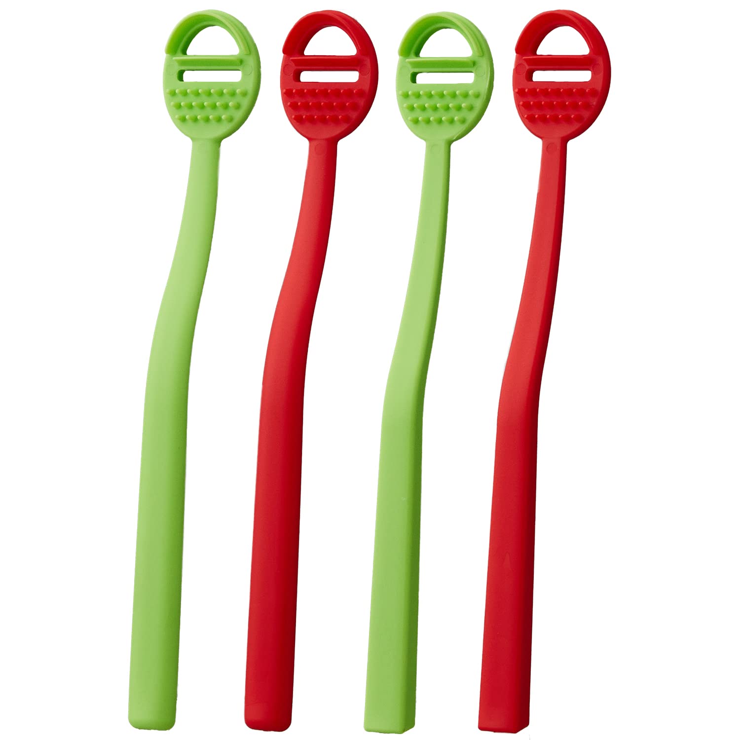 Tongue Scraper Cleaner 4 Pack BPA Free Oral Hygiene Care Reduce Bad Breath Double Scraper with Massager Head