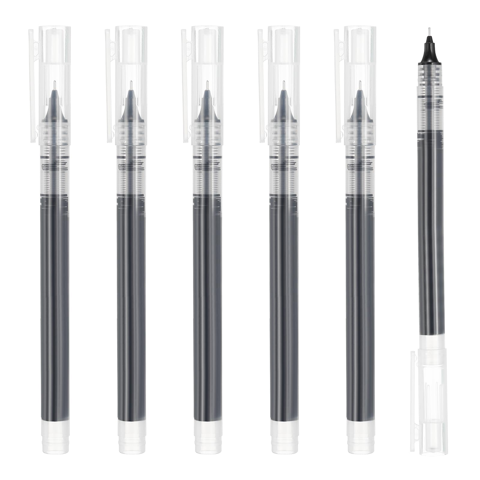 PATIKIL 6Pcs Colored Gel Ink Pens, 0.5mm Extra Fine Point Smooth Writing Japanese Quick Drying Liquid Ink Rollerball Pens for Office Stationery Classroom Teachers, Black