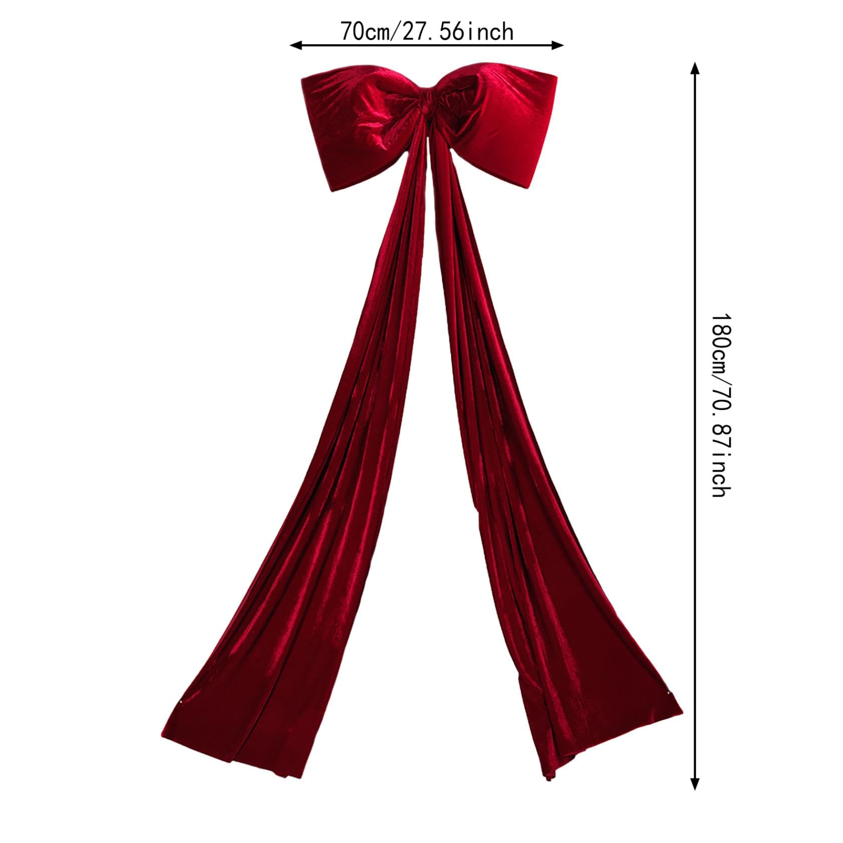 Fiocchi natalizi extra large in velluto, 70 x 180 cm, decorazioni giganti per alberi di Natale, decorazioni per ghirlande di casa, fondali da parete, decorazioni per feste di compleanno e matrimoni