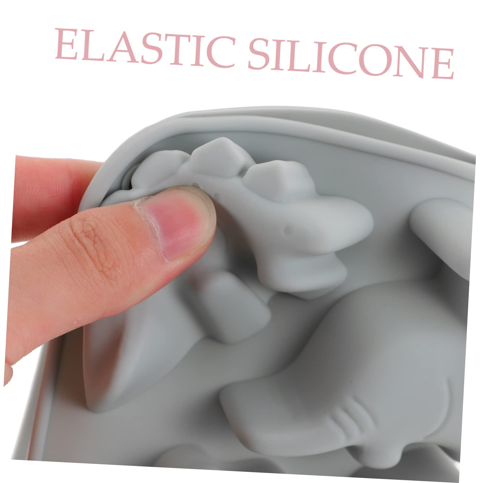 Amosfun 5St Dinosaurier-Silikonform pralinen silikonform dino silikonform tierische Süßigkeitenform Schokolade backen Cookie-Tablett Keksformen Antihaft-Schokoladenform Kieselgel Grey