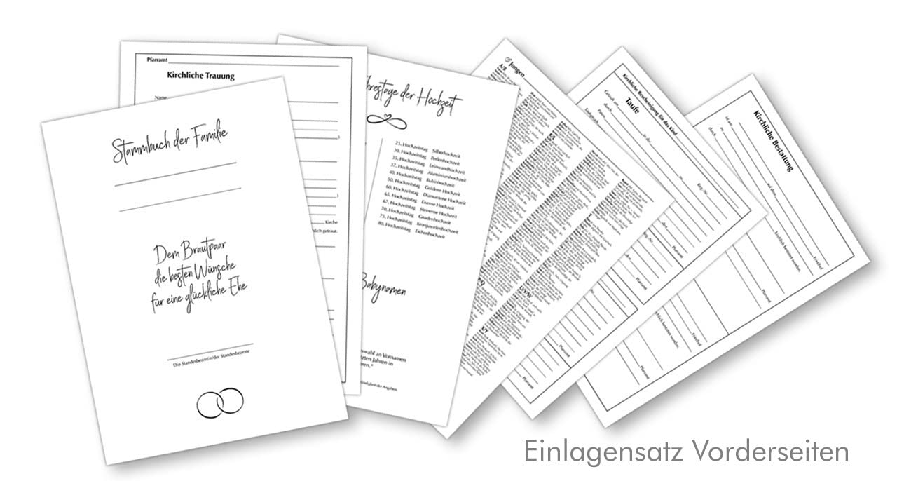 A4 Stammbuch Rina helles Grau Stammbuch der Familie Hochzeit Standesamt incl. 11 Prospekthüllen