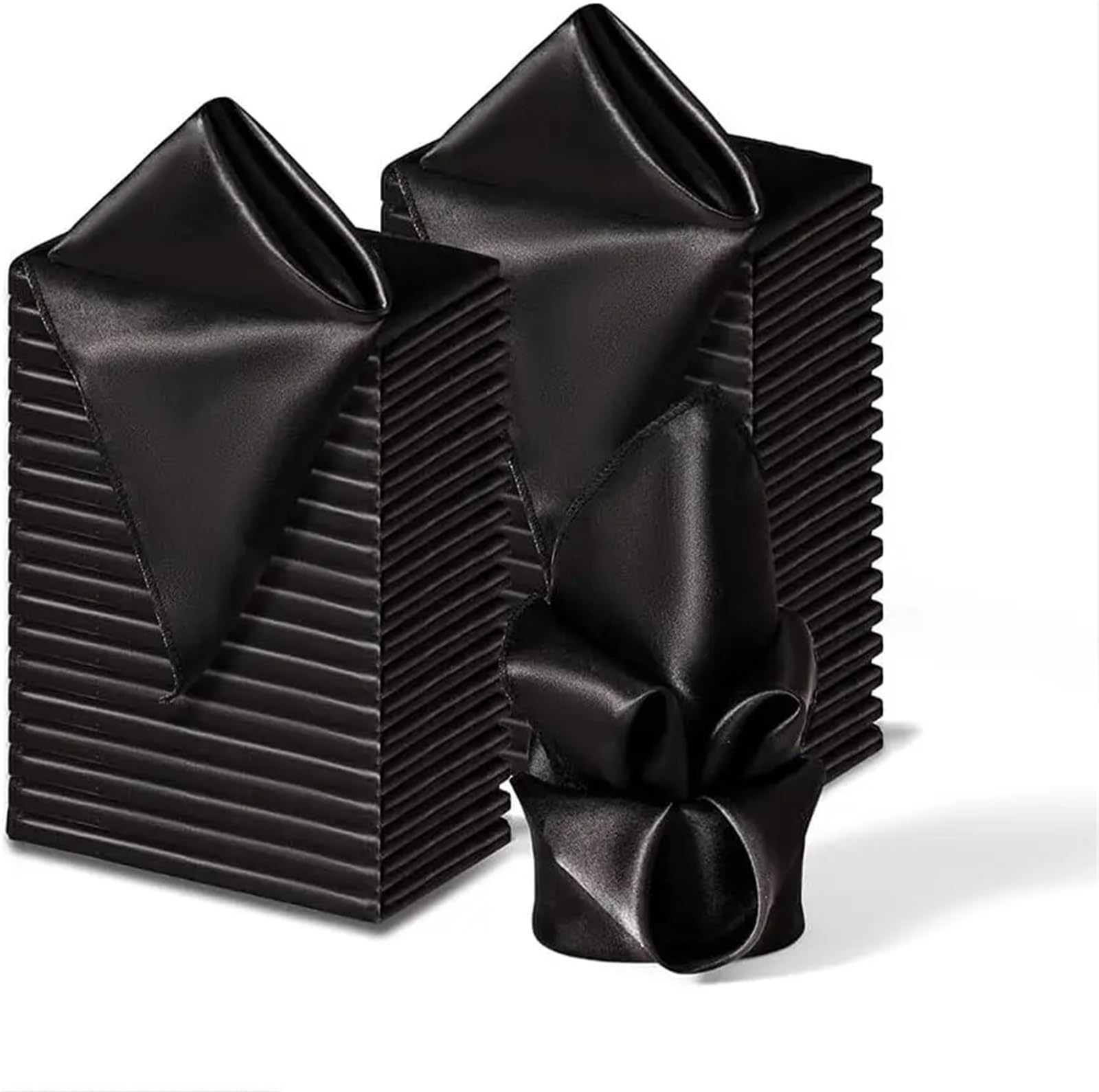 Cotton Table Napkins, Square Satin Napkins 50pcs 30x30cm Multicolor For Wedding Banquet(Black)