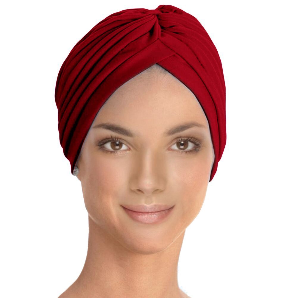 Men's & Women's Pleated Head Wrap Knit Bonnet Turban/Pleated Stretchable Polyester Women?s Turban Head Cover/Sun Cap Pagri-image-34