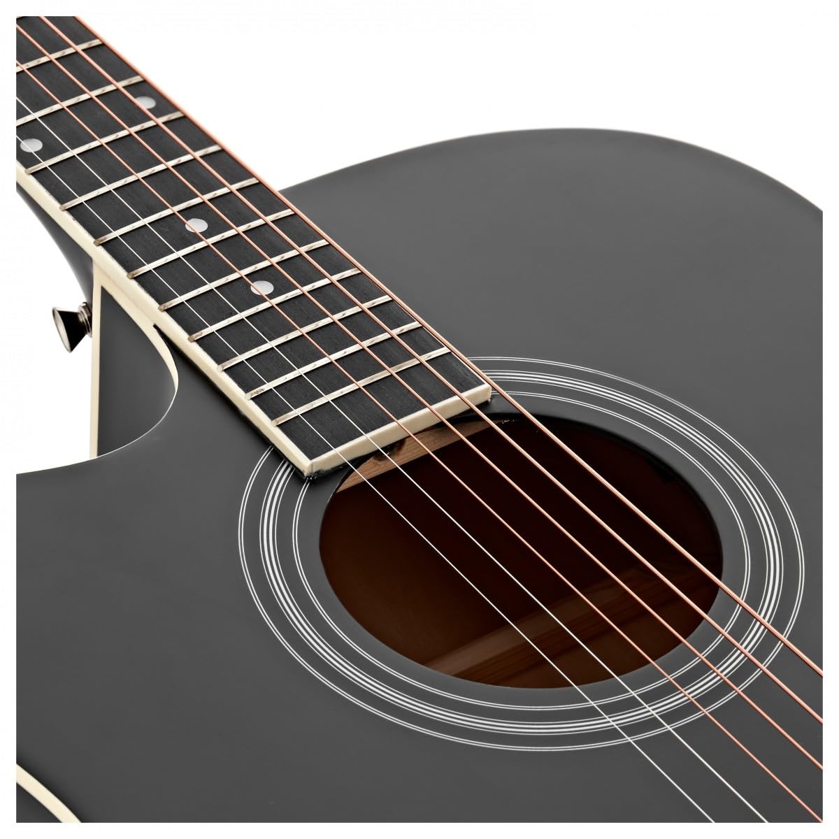 Guitare Électro-Acoustique Dreadnought Gaucher à Pan Coupé, Noir