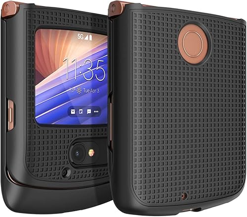 Nakedcellphone Funda para Motorola RAZR 5G Flip Phone, Negro Carcasa rígida a presión textura de cuadrícula para Motorola Moto RAZR 5G Flip Phone