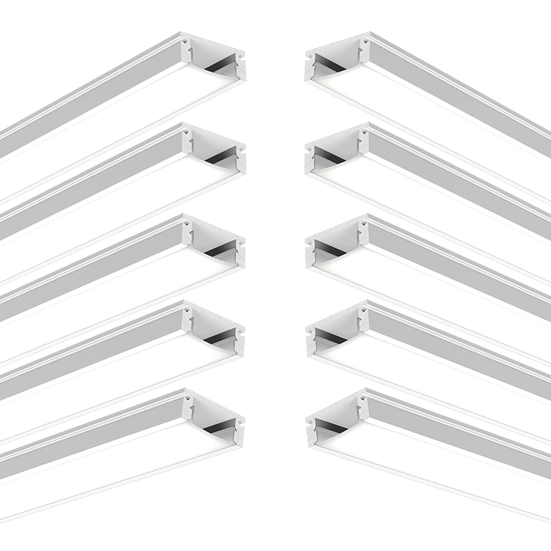G.W.S® Ultra Thin Surface Mounted LED Profile, 10-Pack Aluminium Channel for LED Strip Light, 1 Metre 17.35mmx6.9mm (013-M1707) — image 1