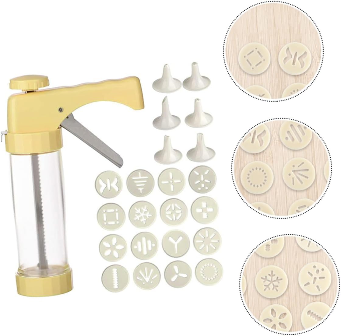 1set Multi-functional Plastic Cookie Press for Cake Decorating and Biscuit Making Easy Non- Base and Icing Tips Baking Tool for Creative Desserts