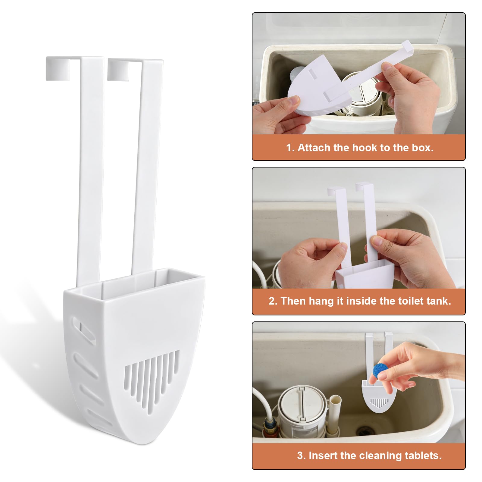 Zbiornik Toaletowy Czyszczenie Tabletka Uchwyt, 17,8x7,5cm Biały Plastik Wiszący Czyszczenie Tabletka Kuferek Wsporniki Pasuje Większość Standardowy Zbiorniki Toaletowy Łatwy Montować