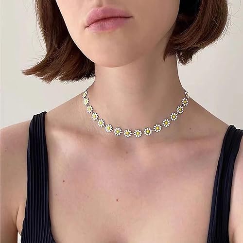 Miniatura 5 de Collar de margaritas para mujer, gargantilla de flores de margarita blanca, collar de verano, joyería