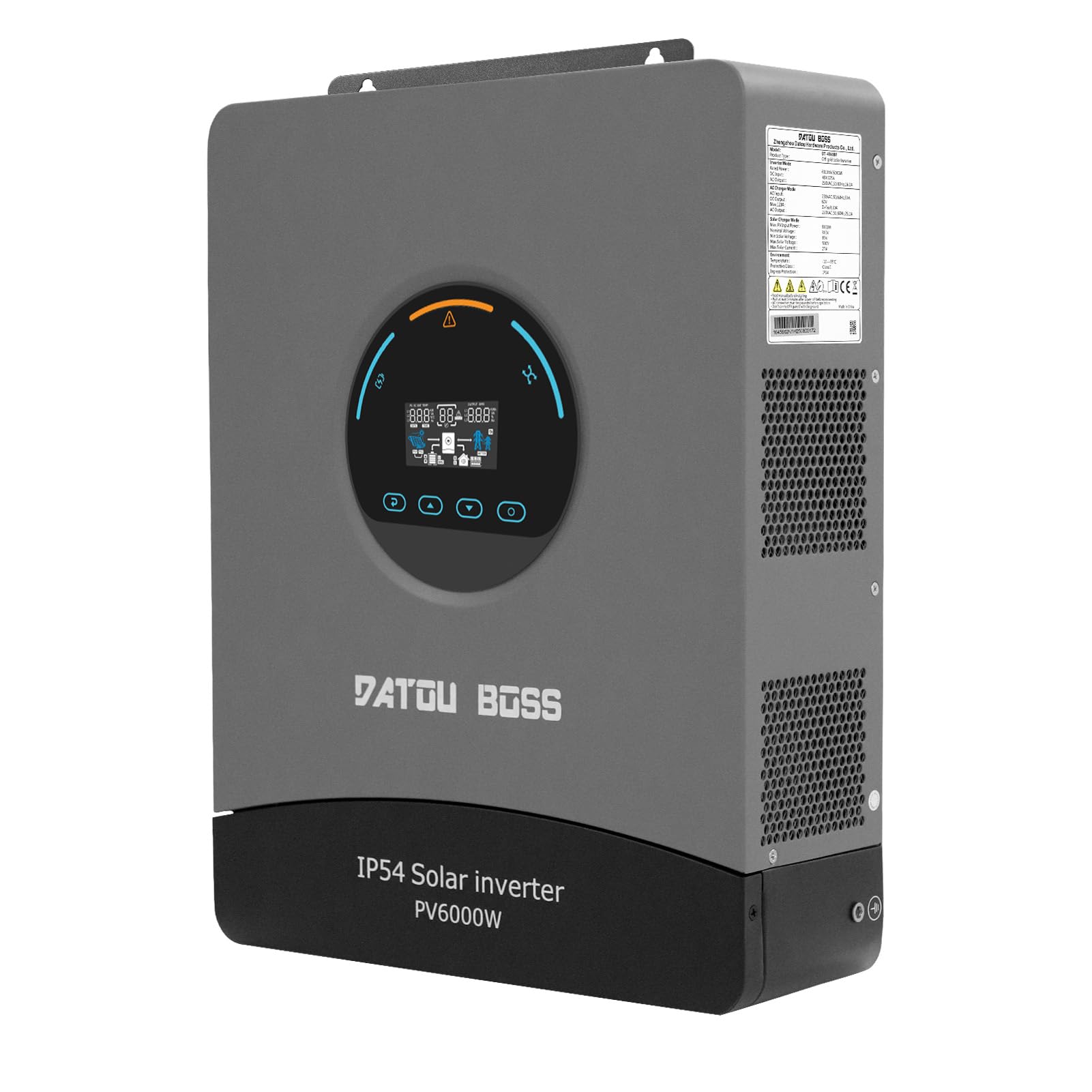 DATOUBOSS 6000W Hybrid Solar Wechselrichter 48V, Reiner Sinus, integrierter 120A MPPT, Blitz- und Wasserschutz, batterieloser Start, für Off-Grid Solarstrom (48V 6000W)
