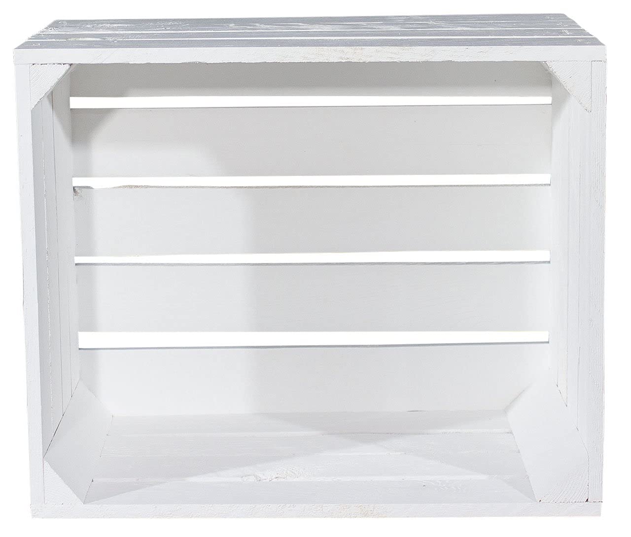 3 nuove cassette per mele, colore bianco (scatola di legno, cassetta della frutta, scatola del vino shabby chic), 50 x 40 x 30 cm
