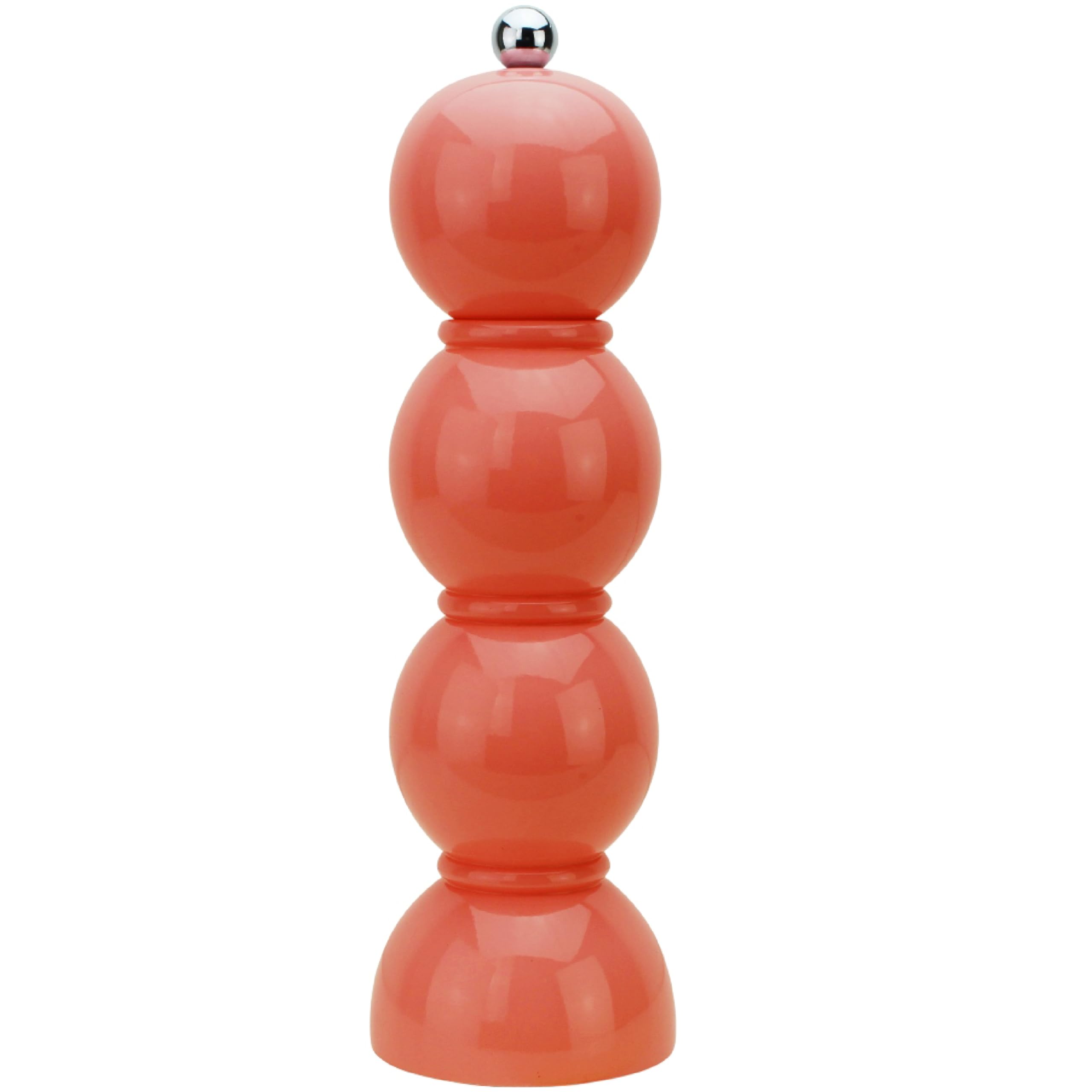 Addison Ross Bobbin Salt or Pepper Mill – Easy Twist Ceramic Grinder – Sustainable Rubber Wood – Modern Design – Ideal Wedding Gifts or Housewarming Gift – Kitchen Accessories – Coral – 24cm