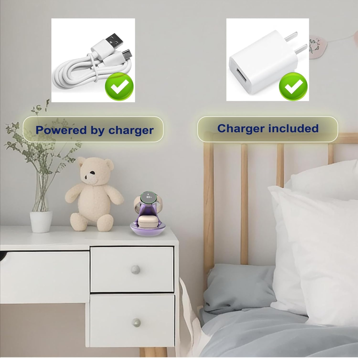 iMorde for Samsung Galaxy Watch Charger Stand Ultra 7 6 5 4 3 Pro Classic,Fast Charging for Samsung Watch Charger Holder,for Galaxy 3/2/Buds+/Buds 2 Pro,Wireless Charging USB C(Purple) - Image 6