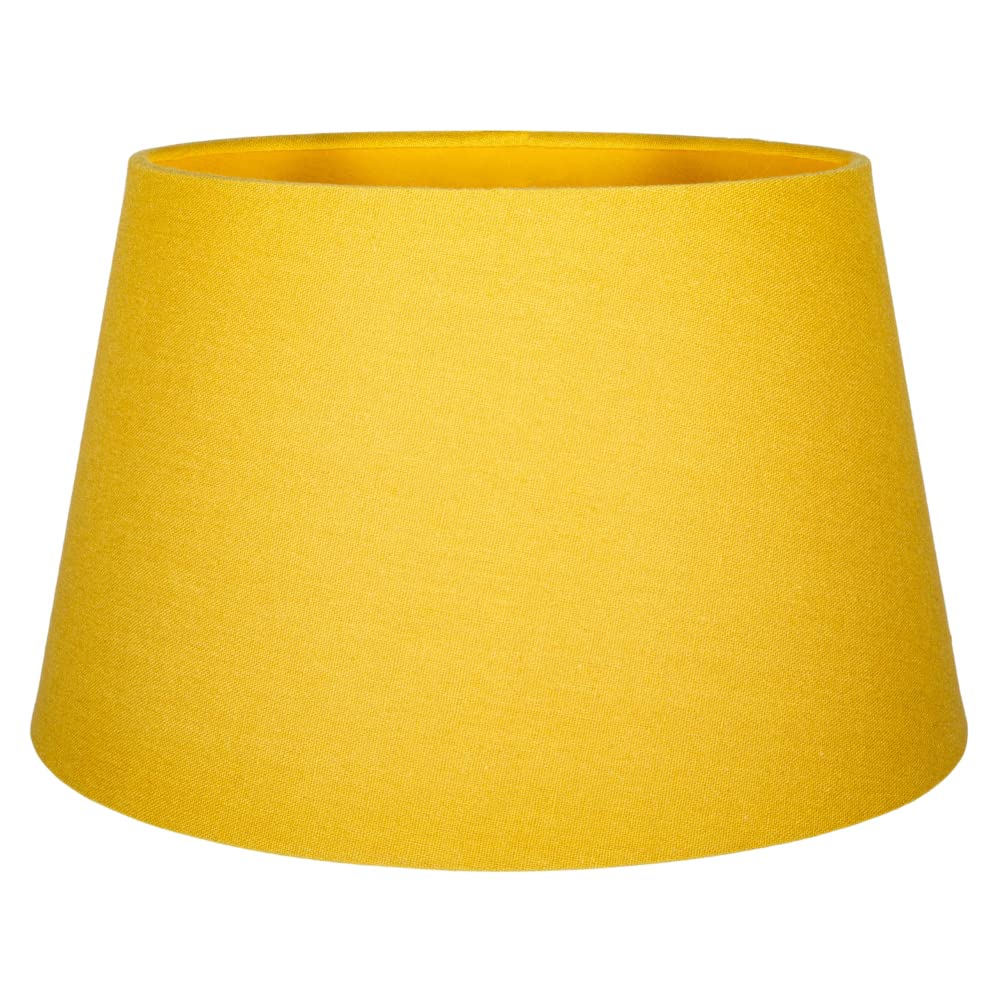 Happy Homewares White Traditional 30Cm Mustard Ochre Linen Fabric Drum Table/Pendant Shade 60W Maximum