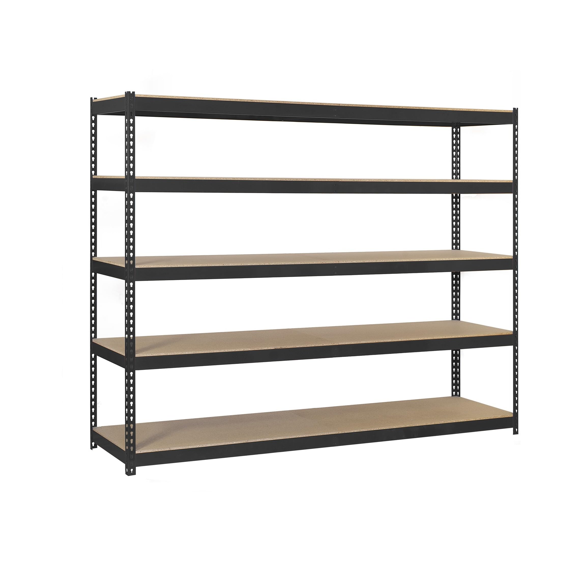 SimonRack Estantería Metálica Almacenaje, Sin Tornillos, 5 Baldas Madera, Alta Capacidad Carga 400 kg, 2000x1800x600 mm, Estantería Taller Garaje Trastero, Antracita/Madera | 5 Estantes Madera, 400 kg de Punto Flexión, Pintura anticorrosión, Antracita , M