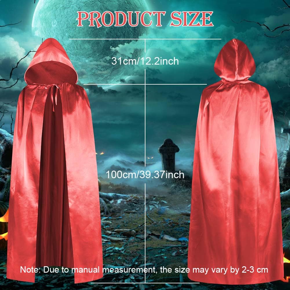Aomig Hooded Cape Long Robe Cloak, Childrens Hooded Cloak for Halloween Cosplay Party Kids Witch Vampires Cloak - Image 3