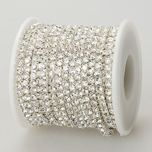 10 Yards Crystal Rhinestone Close Chain Clear Trim SS 3.3 mm in Silver Good Crafted DIY Ideas