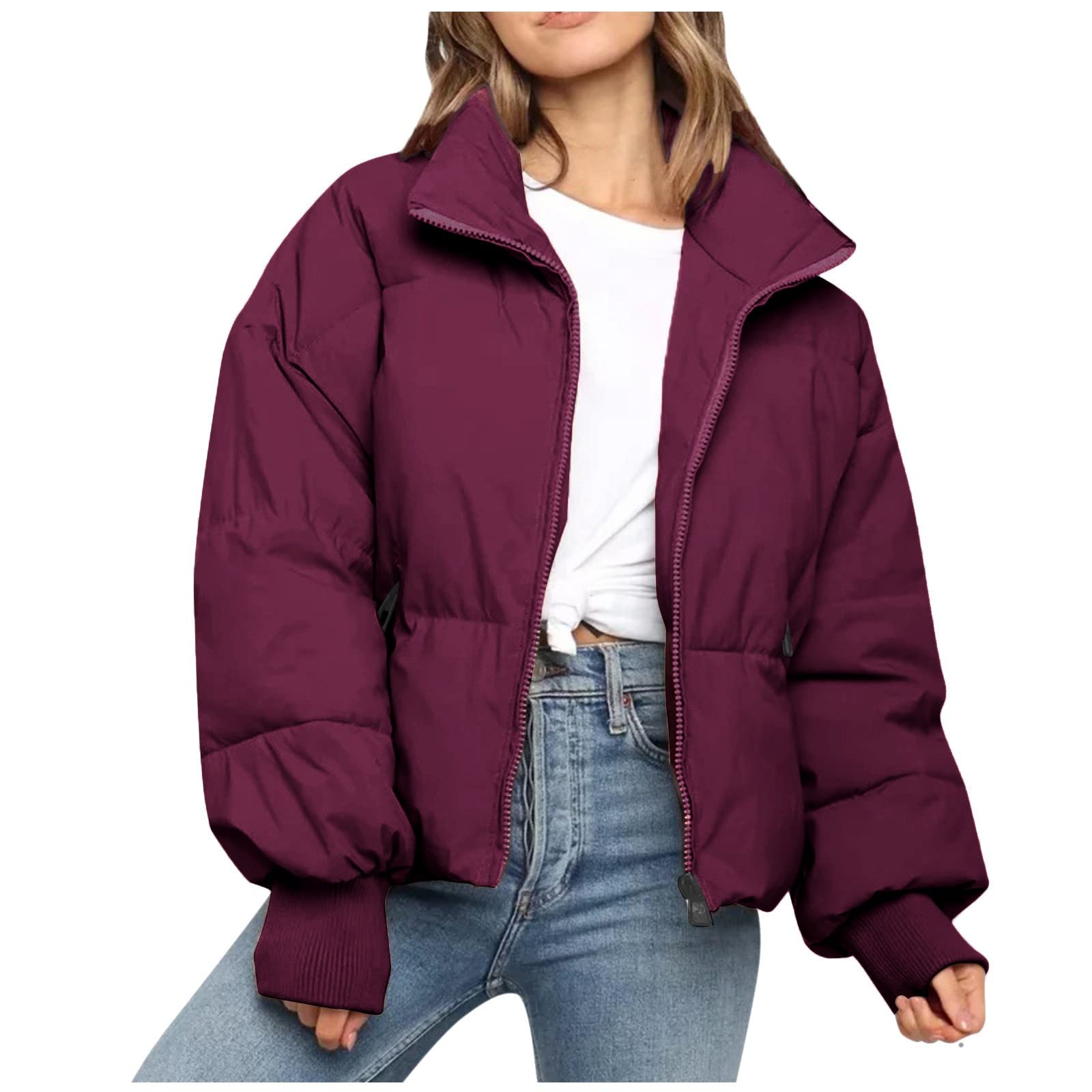 Jacke Teenager Mädchen - Puffer Jacke Kurz Schwarz Winter Warm Gesteppte Dicke Winterjacke Warm Ubergangs Damen-Jacken Outdoor Langarm-Baumwolljacke Jacken Für Teenager Mädchen Herbstjacke