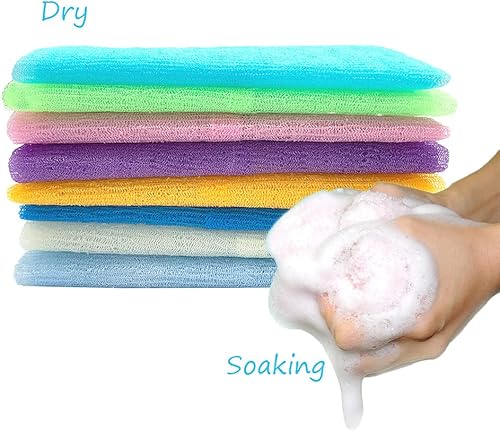 Miniatura 2 de 8 paños de baño exfoliantes de 35 pulgadas, toalla de baño de piel, toalla de ducha de nailon, esponja corporal para mujeres y hombres