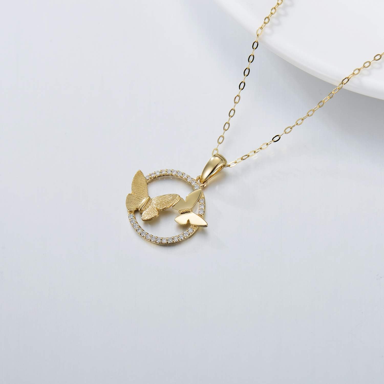 10K 14K 18K Real Gold Butterfly Necklace with Moissanite, Butterfly Pendant Necklace Jewelry Gift for Mother Wife - Image 6