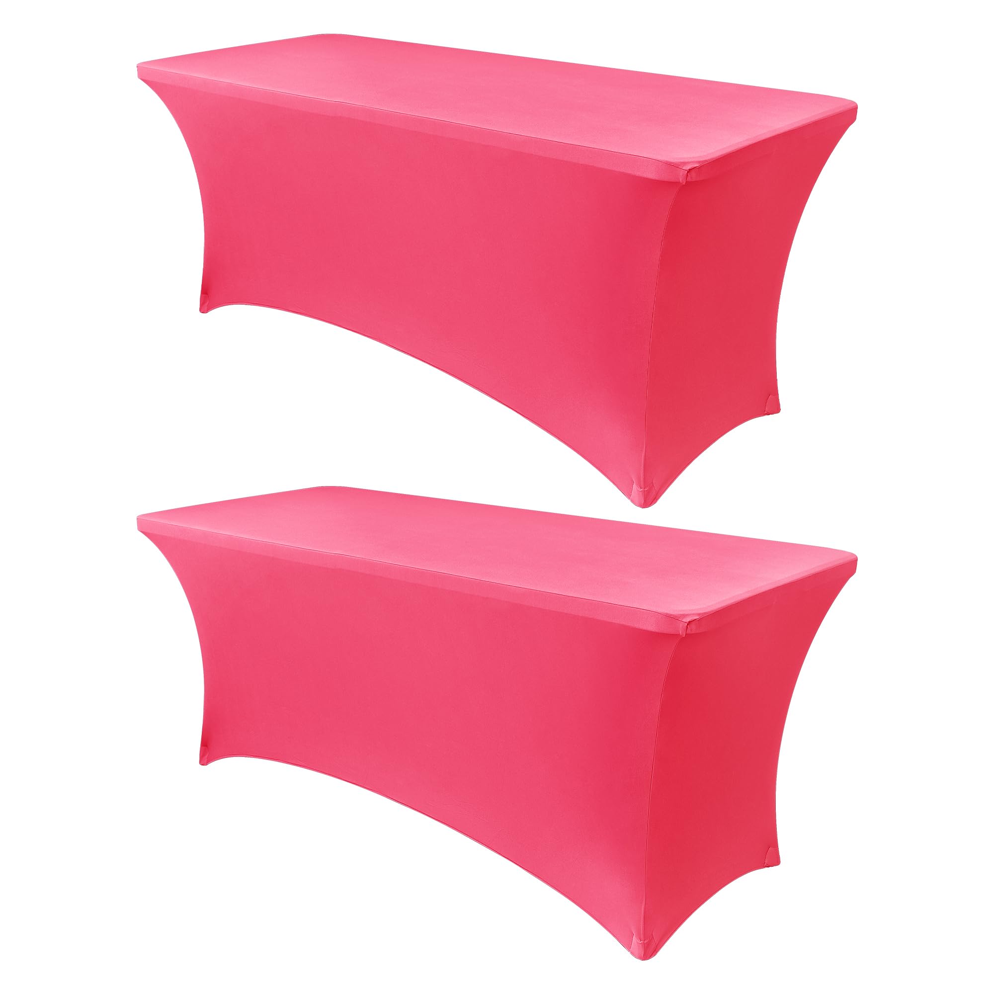 Obstal 6ft Stretch Spandex Table Cover, 2 Pack, Magenta Red