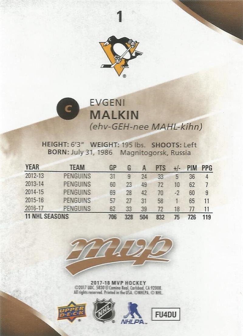70% Off Everything 2017-18 Upper Deck MVP #1 Evgeni Malkin Pittsburgh Penguins Promo Discount Up To 70% Off 2017-18 Upper Deck MVP #1 Evgeni Malkin Pittsburgh Penguins