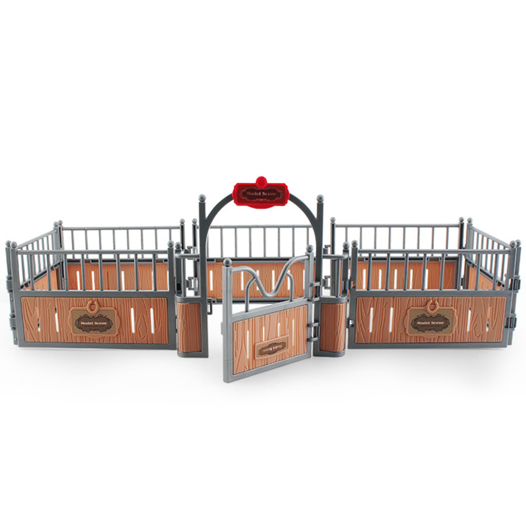 Tsawntd Horse Stable Playset Fence 17.3x7.9x5.9'' Realistic Plastic Horse Barn Playset Fence Imaginary & Creative Educational Toys Accessories for Lovers Toys Farm