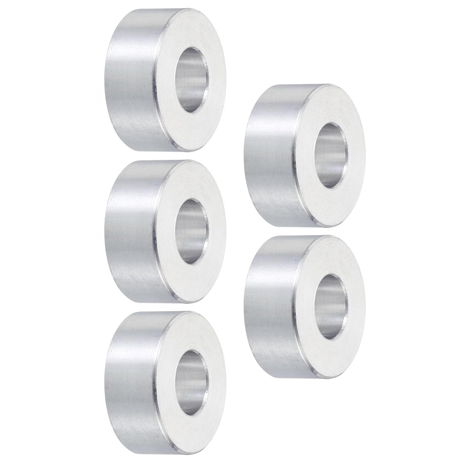 TOP-VIGOR 5Pcs M10 Aluminum Spacer, 10.5mm ID x 24mm OD x 10mm Length Metal Spacer, Round Plain Finish Spacer Screw Standoff Bushing for M10 Screws Bolts and Rods