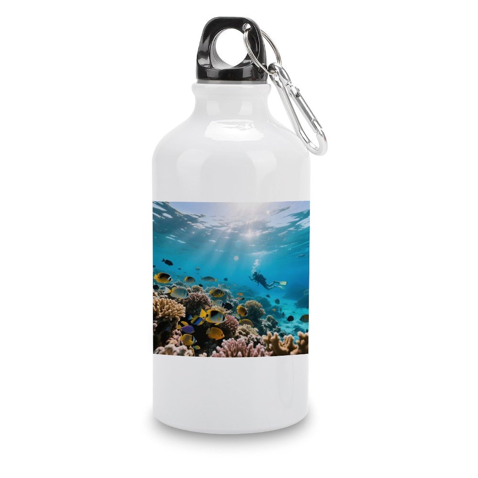 Fekiloot Style Great Barrier Reef Underwater World Aluminum Water Bottle Travel Tumbler Reusable Lightweight Outdoor Sports Water Bottles For Gym Sports Camping Hiking Fishing400ml