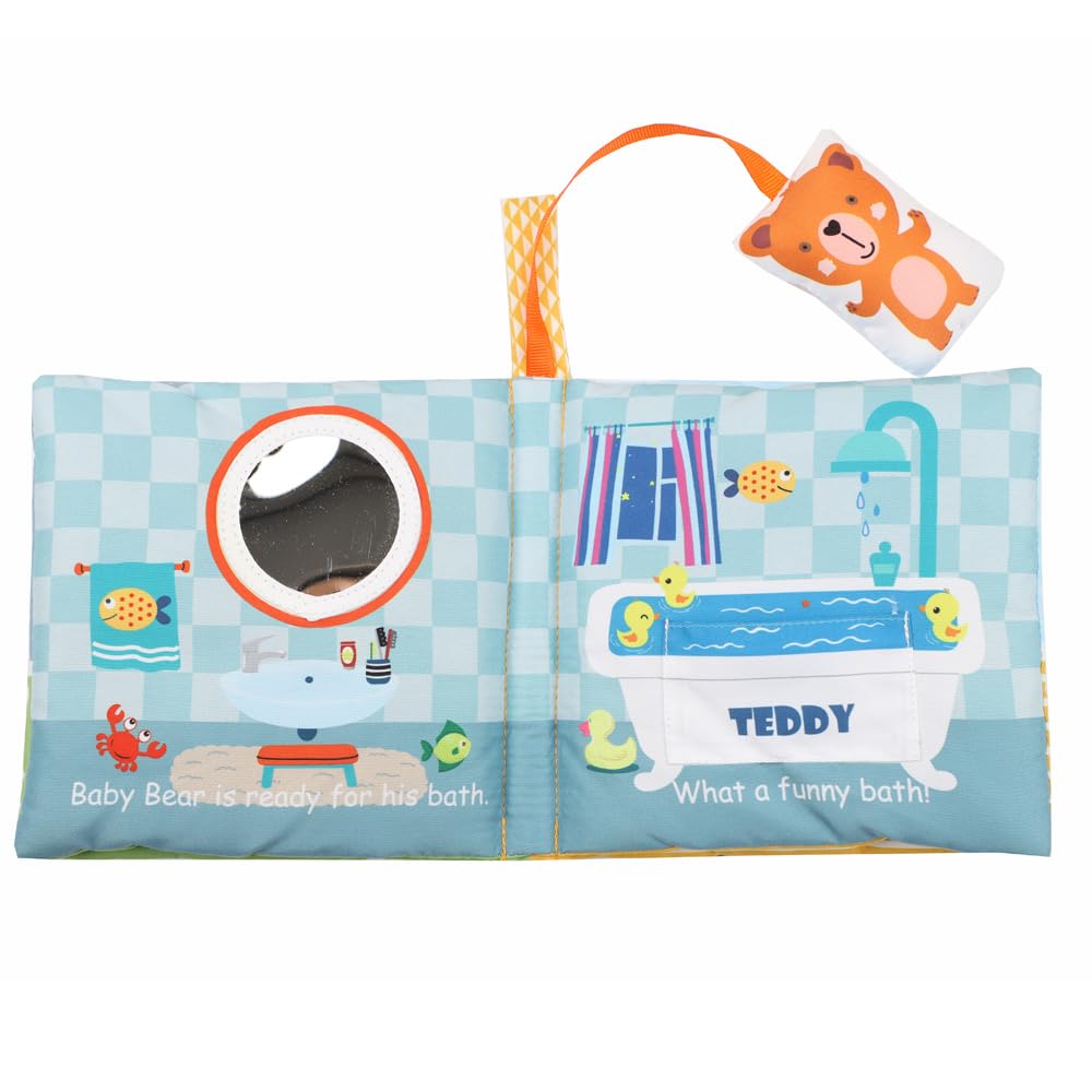 Oso de peluche para bebé, libro de actividades silenciosas, libros suaves, juguetes de desarrollo, libros interactivos para bebés y bebés, niños pequeños, espejo para el tiempo boca abajo, regalos 8