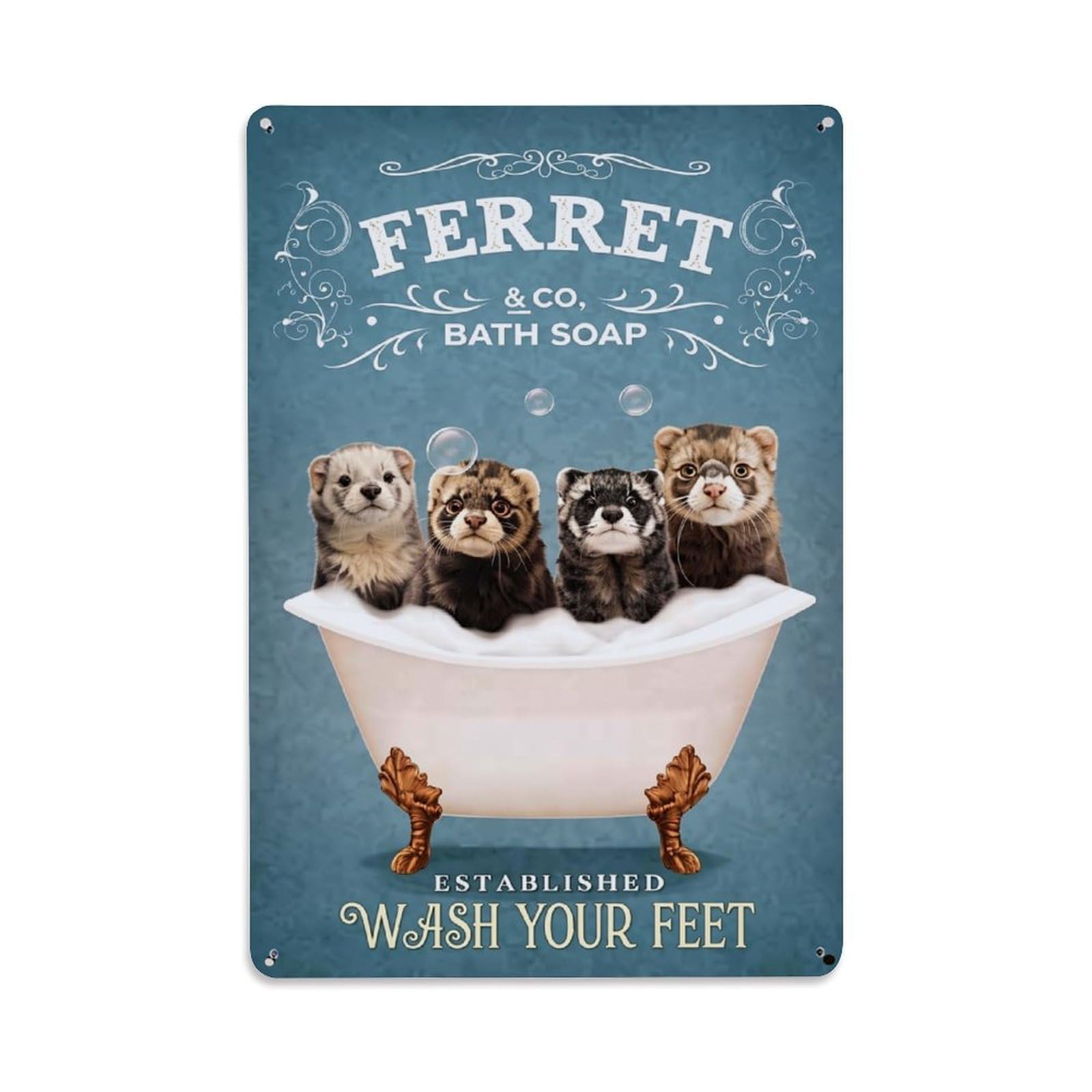 Ferret Bath Soap Vintage Ad Retro Metal Tin Sign, Vintage Decor Art Poster for Bar, Home, Man Cave, Kitchen, Laundry Room Gift 8x12Inch