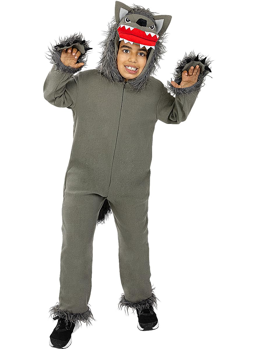 Funidelia | Disfraz de Lobo gris para niño y niña Animales, Hombre Lobo, Lobo Feroz - Disfraz para niños y divertidos accesorios para Fiestas, Carnaval y Halloween - Gris/Plateado