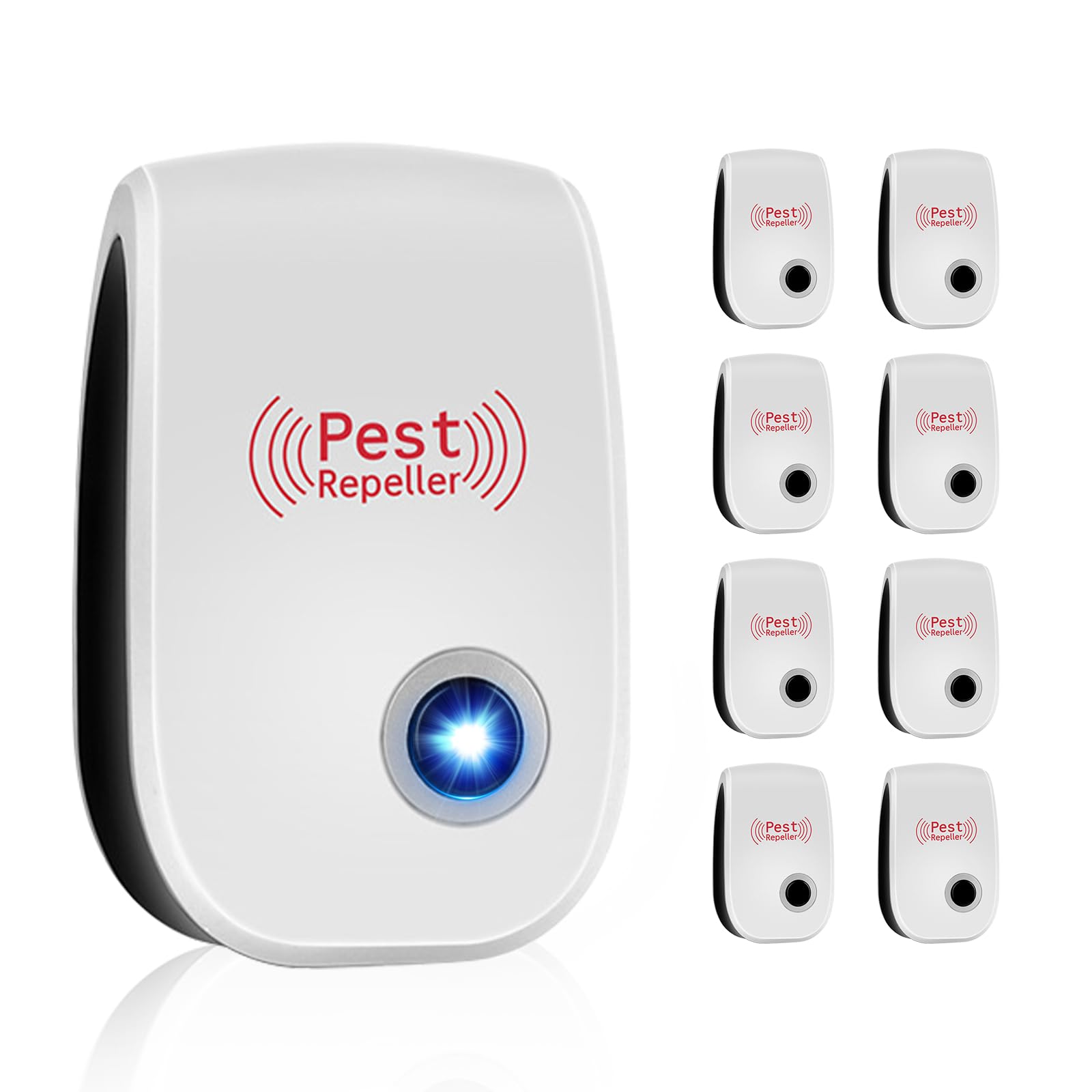 8 pcs Repellente ad Ultrasuoni per Topi,Antizanzare Repellente Ultrasuoni Professionale,Efficace Contro le Formiche/Mosche/Insetti/Scarafaggi/Topi/Zanzare/Ragni,Human & Pet Friendly