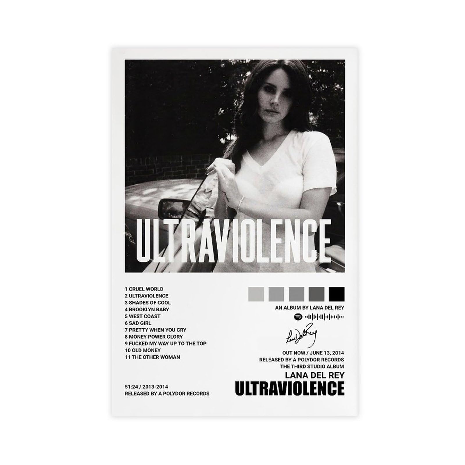 Lana Del Rey Ultraviolence-Poster, Albumcover, Leinwand-Poster, Schlafzimmer-Dekor, Sportlandschaft, Büro, Raumdekoration, Geschenk, Ungerahmt, 30 X 45 Cm