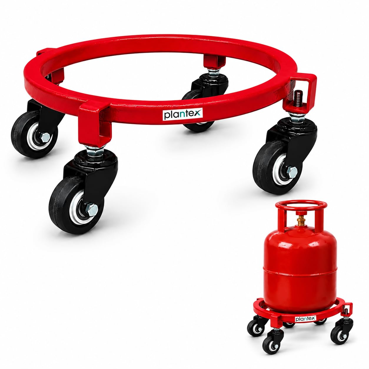 Plantex Cylinder Trolley with Wheels/Heavy Duty GI Steel Gas Stand with 4 Caster Wheels/Cylinder Stand for Home/Kitchen/Restaurant/LPG Gas Stand Trolley (Red, Pack of 1)-image-11