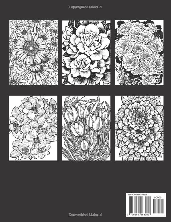 Beautiful Flower Coloring Book for Adults: 50 Most Popular Types of Flowers with different designs for Adults with Colorful Flower Coloring Book Cover. image 3