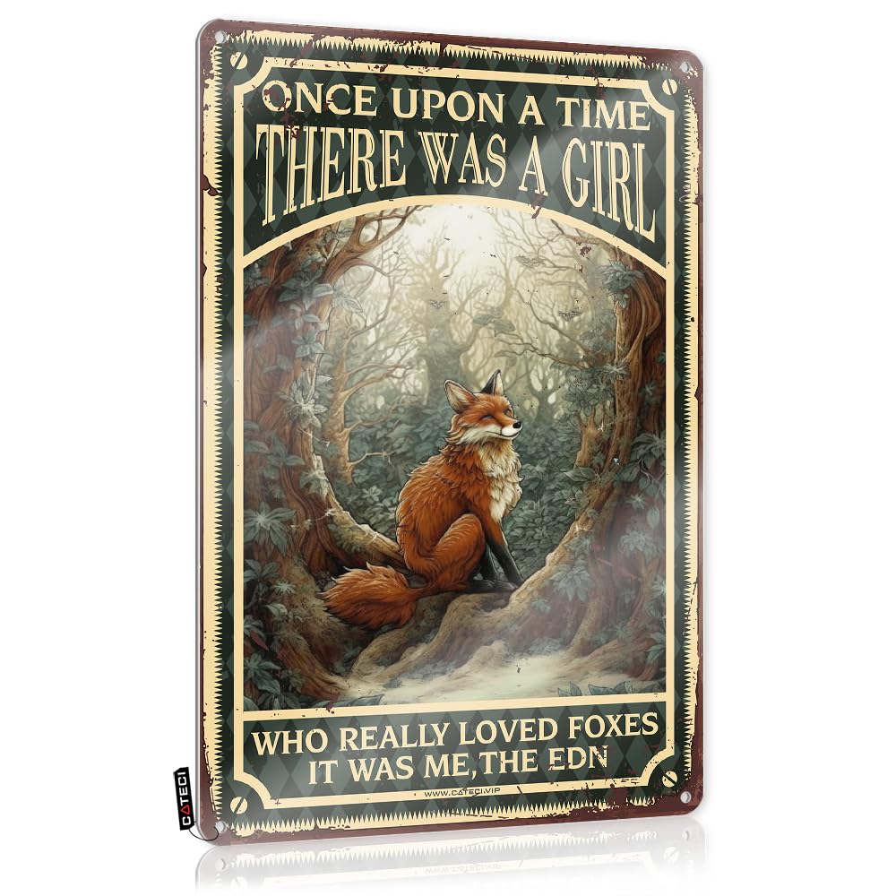 Sukecupqz Girls Colour Funny Kitchen Tin Signs Once Upon A Time There Was A Who Really Loved Foxes Tin Sign Funny Coffee Signsgoth Kitchen Decorguest Bathroom Decormens Decor(30X40cm)