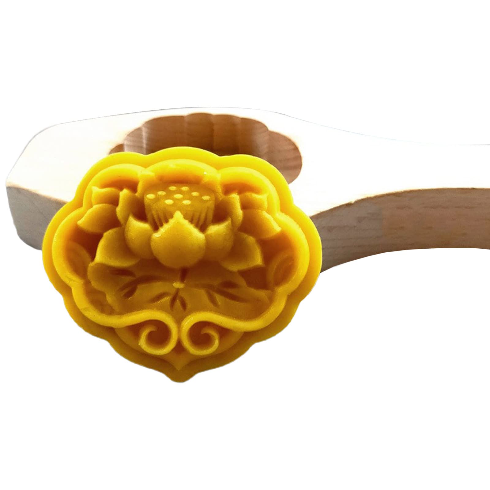 sodeber Wooden Stamps Hand Press Pastry Decorating Gadgets for Mid-Autumn Festival Wood Pastry Molds for Baking