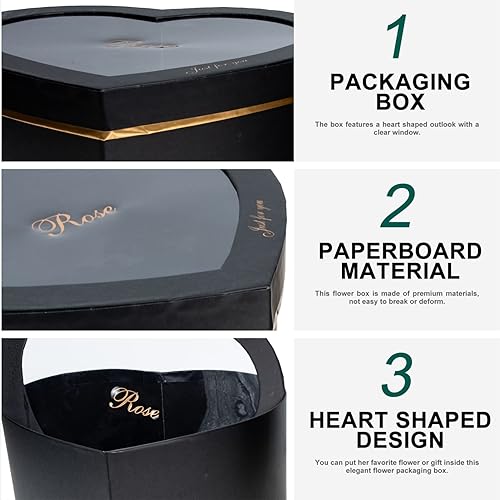 Miniatura 7 de Cabilock Caja en forma de corazón, 2 piezas de caja floral con tapas, cajas de embalaje, caja de almacenamiento de joyería para bodas de lujo