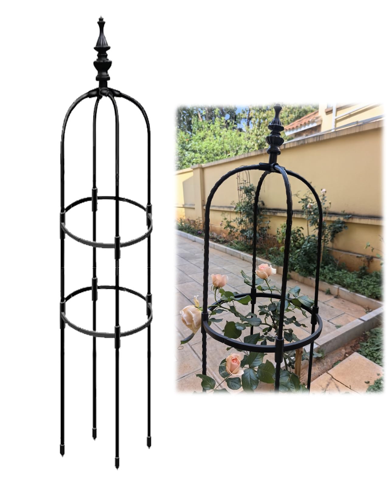 Arche de terrasse en plein air et tuteur noir pour décorer le jardin