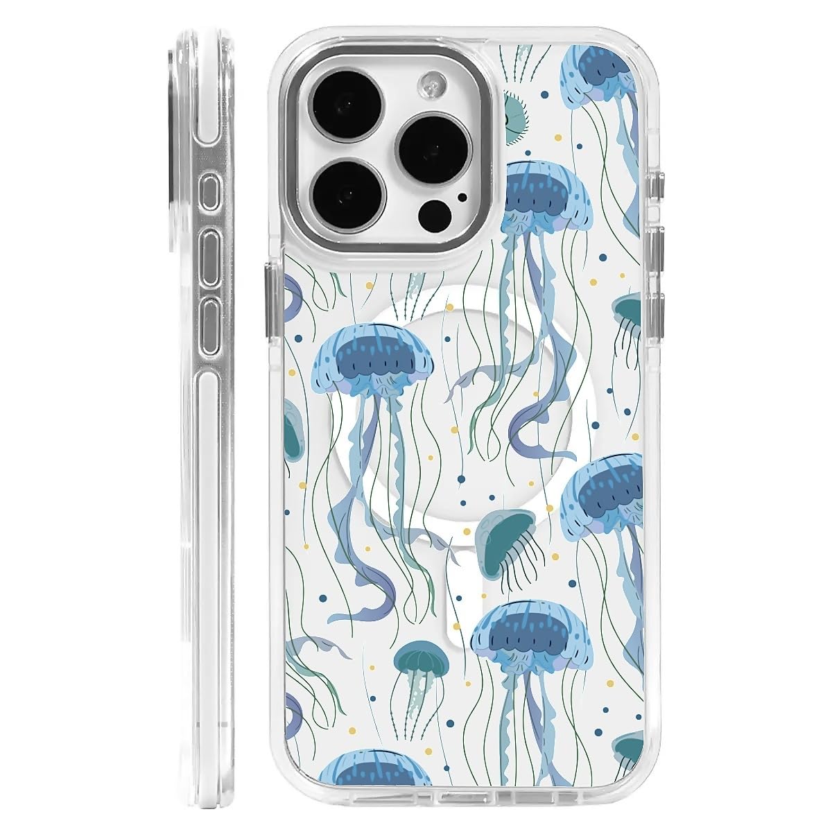 OKBUOK for iPhone 13/14 Case [Compatible with Magsafe],Girls Women Clear Magnetic Case Silicone Shockproof Protective Cover with Pattern Ocean