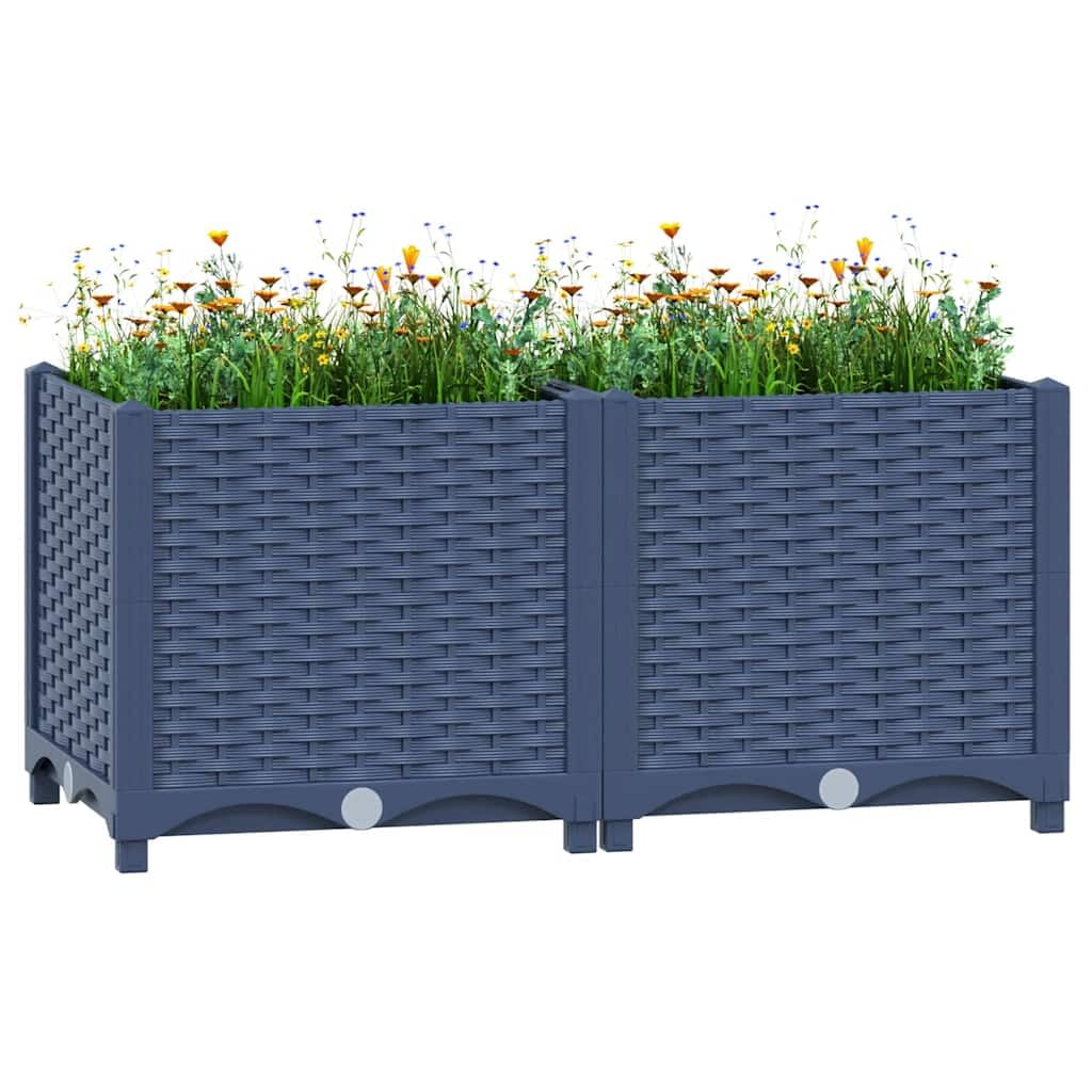 vidaXL Rectangular Raised Bed - Stylish Dark Gray Polypropylene Planter for Outdoor Use - Spacious for Growing Variety of Plants - Perfect for Garden, Patio or Balcony - Assembly Required