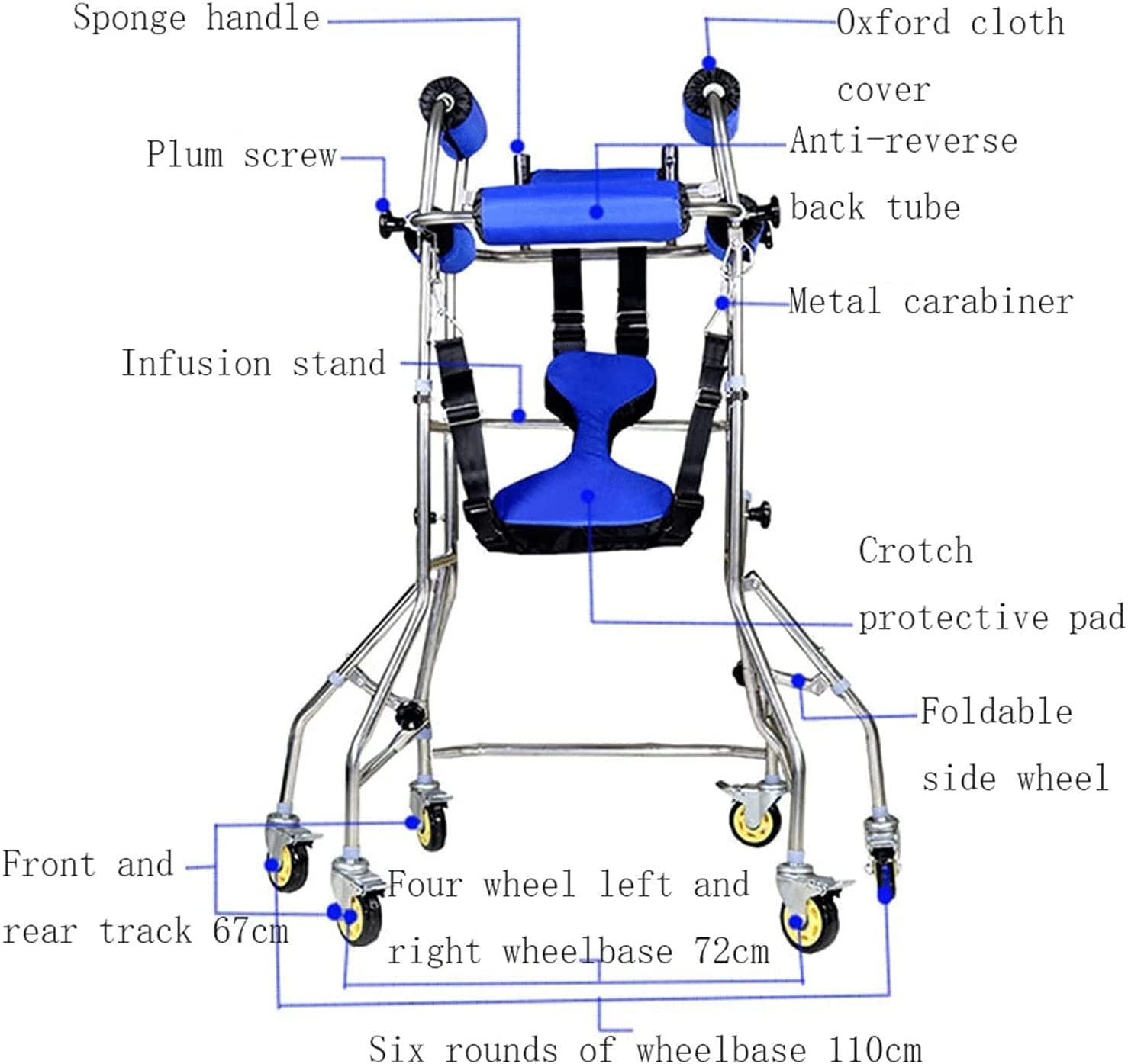 Andador plegable con ruedas y asiento para ancianos, soporte de infusión en forma de U, parálisis cerebral, marco de pie, ayuda de movilidad para personas mayores y adultos