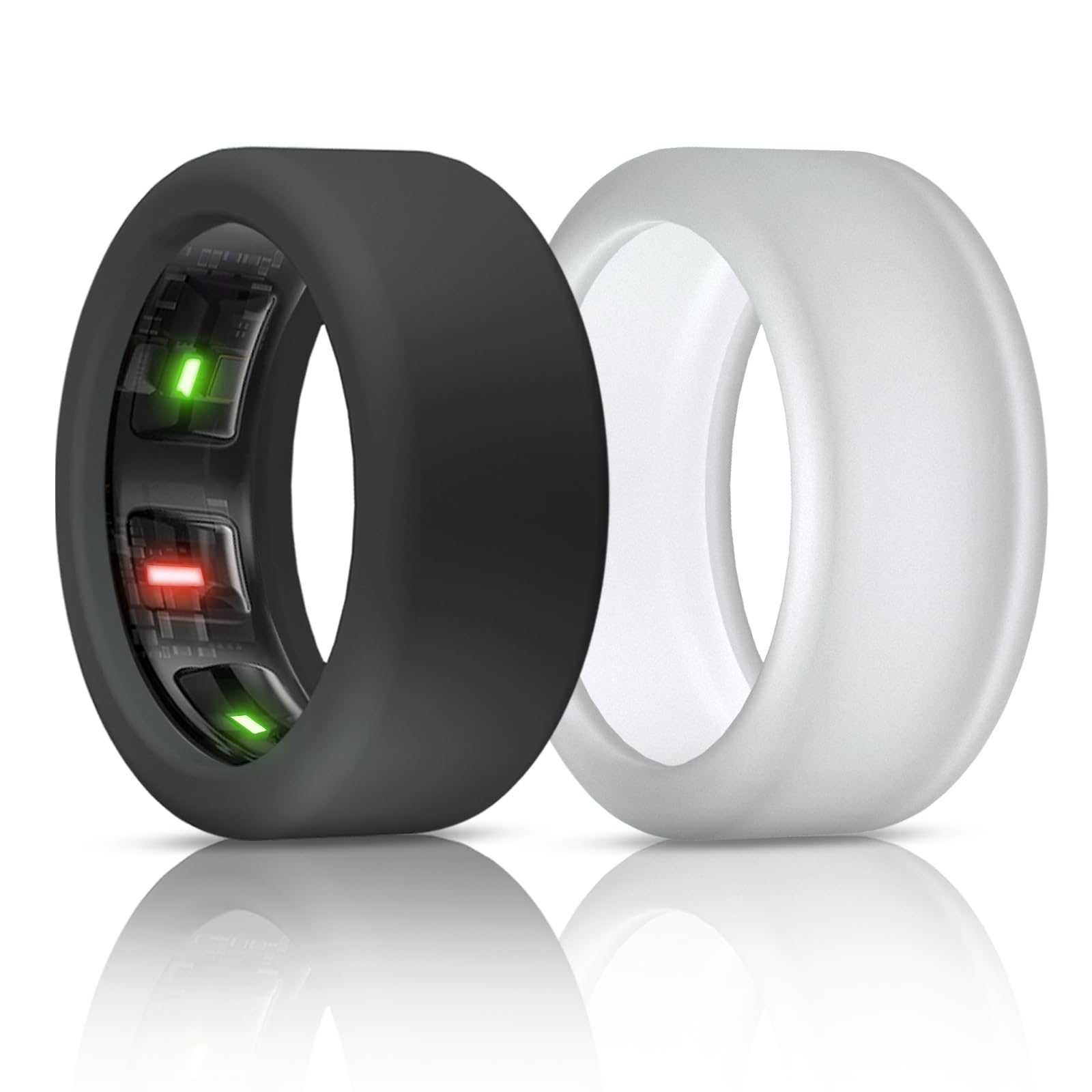 BandSmith Silicone Ring Case Compatible with Oura Ring Gen 4/3 - Elastic Protector for Working Out - Patent Protected (Black+Transparent, S for 678910)