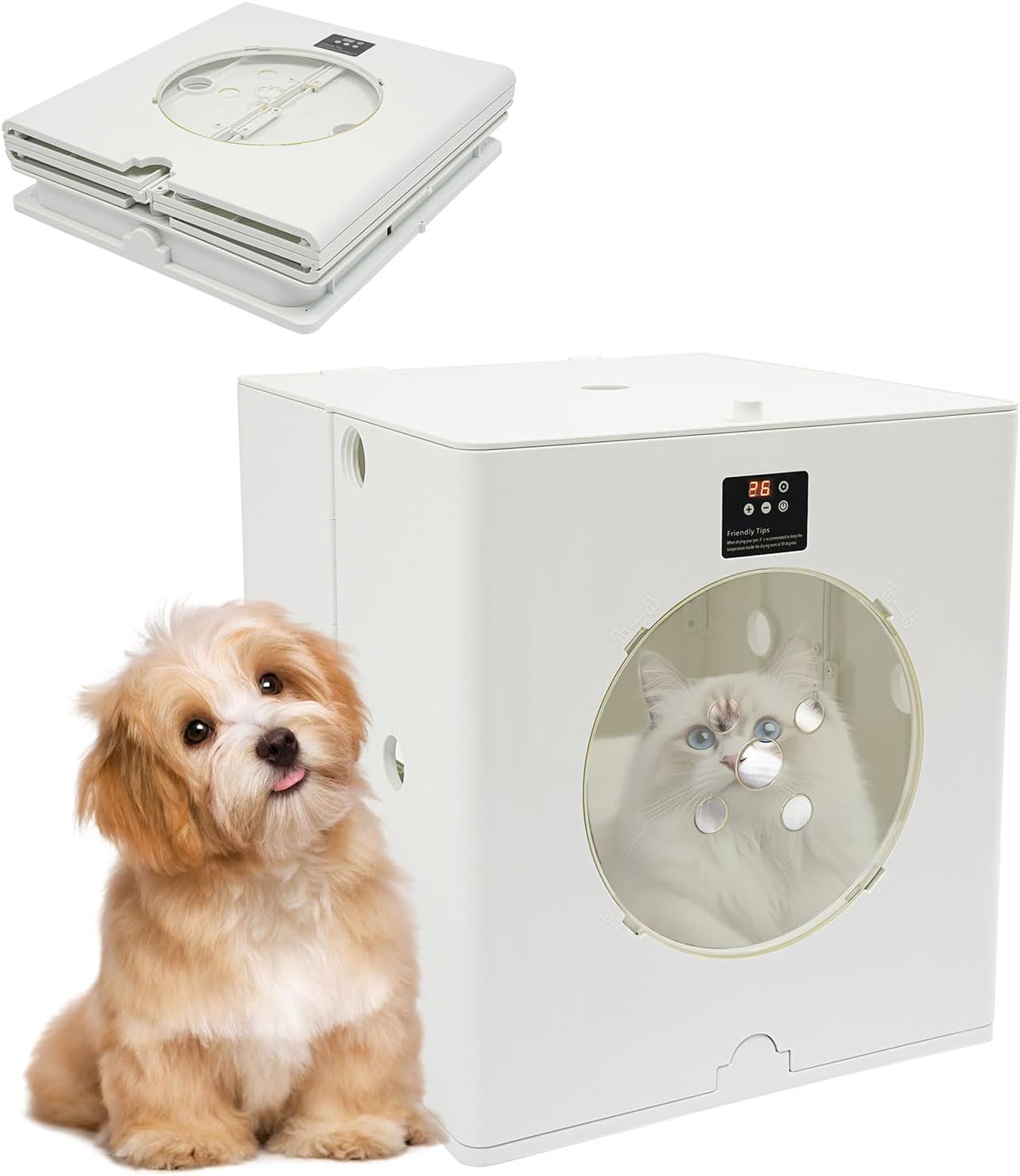 Foldable Good Pet Dryer Field with 6 Fan 800W Computerized Cat Dryer Field Time-Setting Temperature Management, 88L Small Canine Drying Field, Cat Hair Blow 360° Extremely Quiet(Not Embrace Batteries)