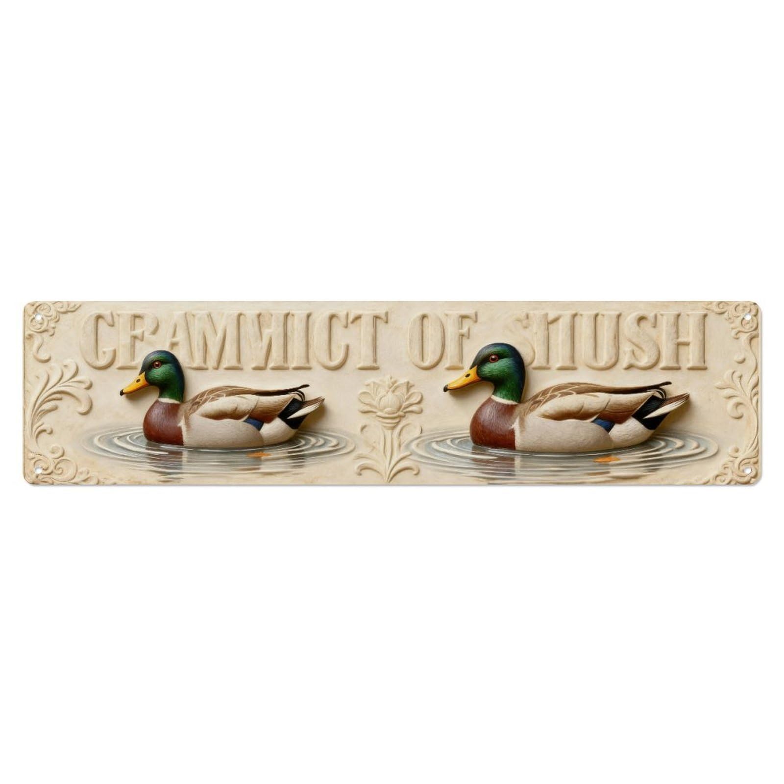 Duck Water Reflection Pattern Metal Tin Sign Plaque