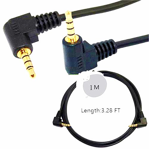 Miniatura 5 de Cable de audio de 0.138 in de ángulo dual de 90 grados estéreo de 0.138 in Cable de auriculares de 4 polos TRRS macho a macho cable auxiliar de 3.28